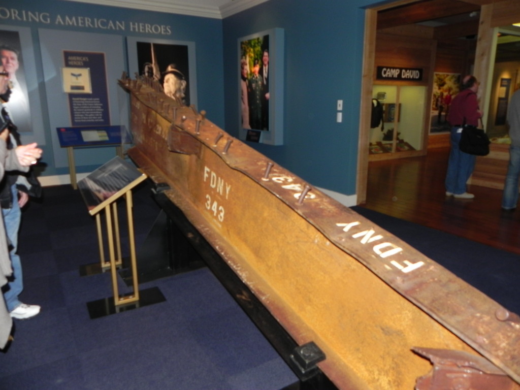 Piece of the North Tower from the World Trade Center damaged by 9/11, Ronald Reagan Presidential Library Piece of the North Tower from the World Trade Center damaged by 9/11, Ronald Reagan Presidential Library