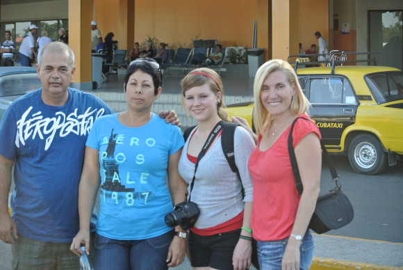 Family at the Havana Airport in Cuba