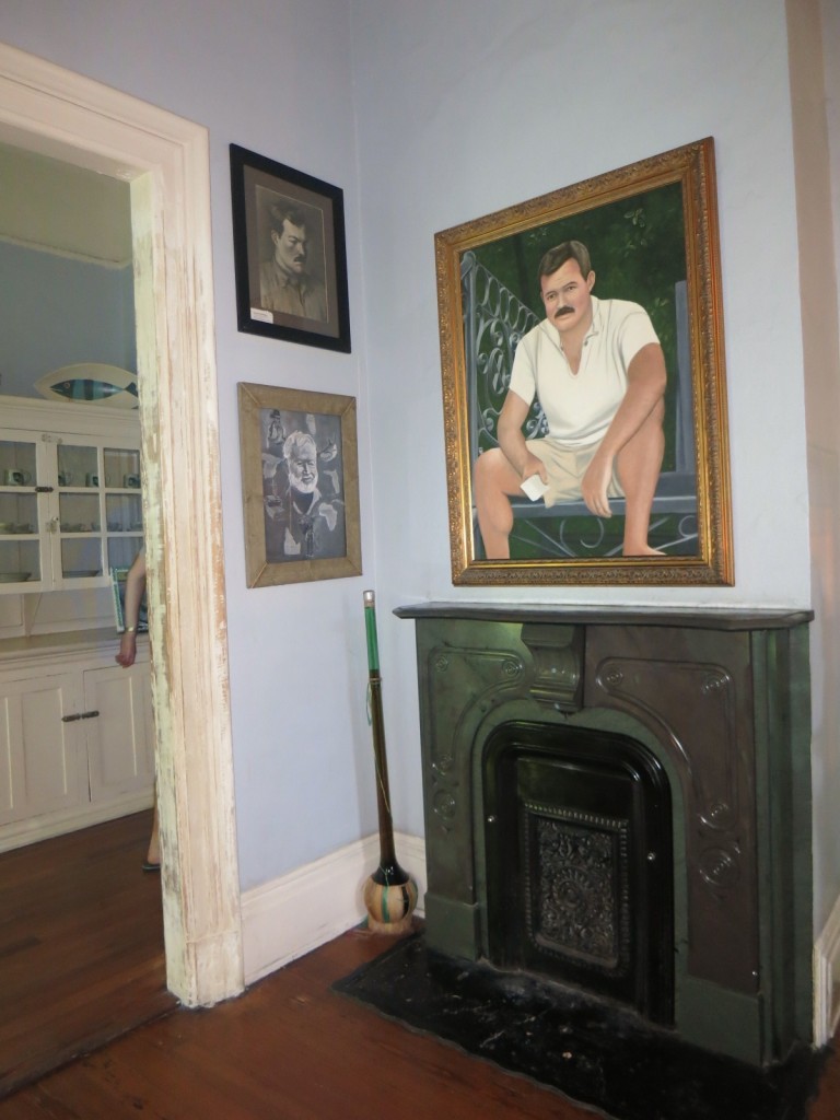 Portraits of Ernest Hemingway inside his house, Key West.