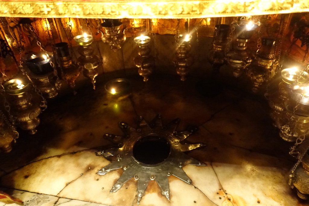 Star marking the site on which Jesus was born in the Grotto of the Nativity