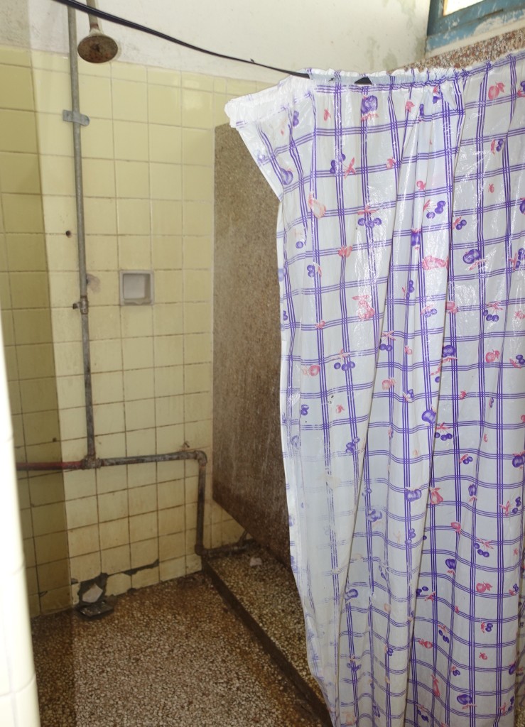 Dorm Room Bathroom Shower at La Universidad Central "Marta Abreu" De Las Villas, Santa Clara, Cuba