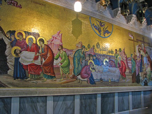 Mosaic behind the Stone of An Holy Sepulchre, Church of the Holy Sepulchre