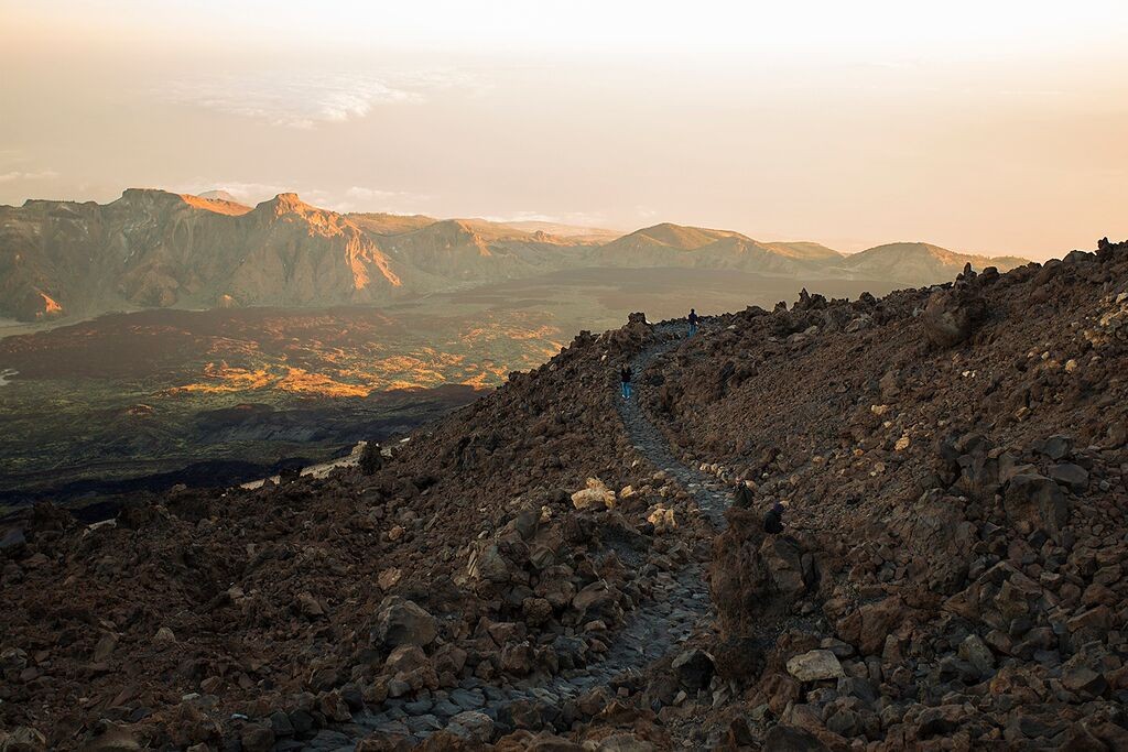 Trail leading to the sunset at Mount Teide - Teide National Park