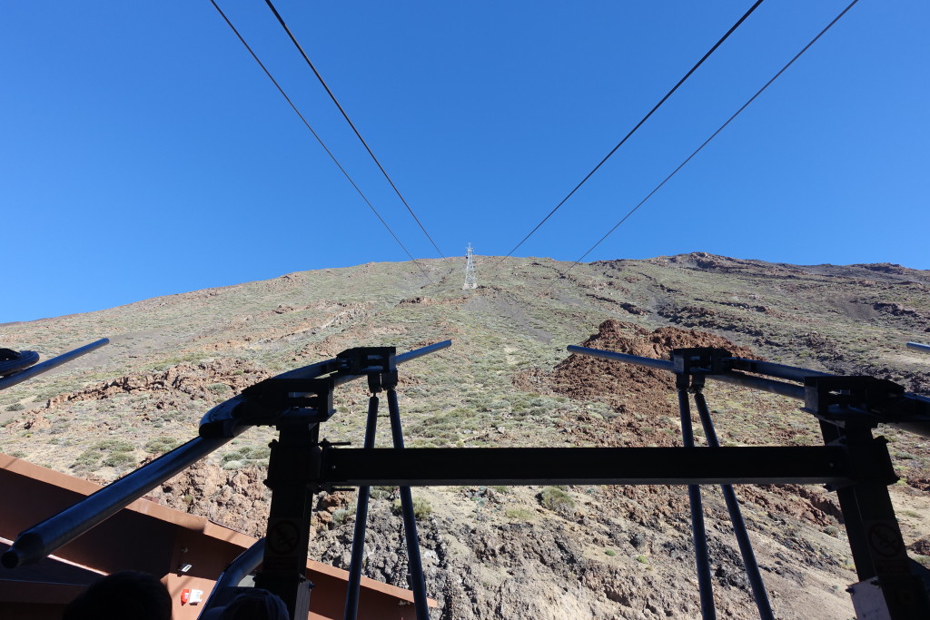 Teide Cable Car (Teleferico de Teide) heading up to the upper station, Teide National Park, Tenerife