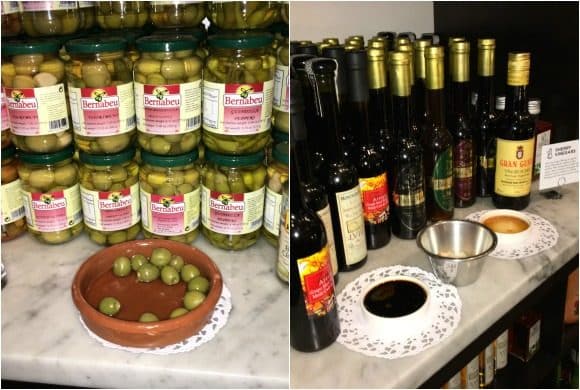 Sample Tastings of Olives, Vinegar, Olive Oil at Despaña Fine Foods & Tapas Café Soho