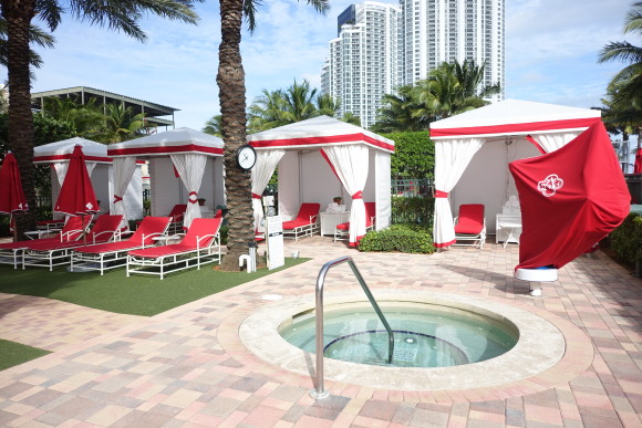 Cabanas around the pool area of Acqualina Resort