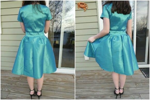 Modeling the Short Sleeve Nutcracker Dress in Green