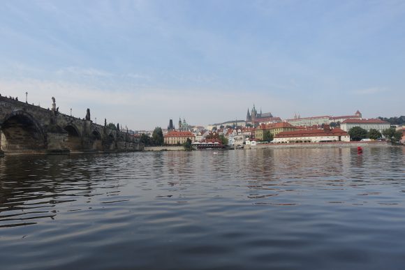 The city of Prague view from the water