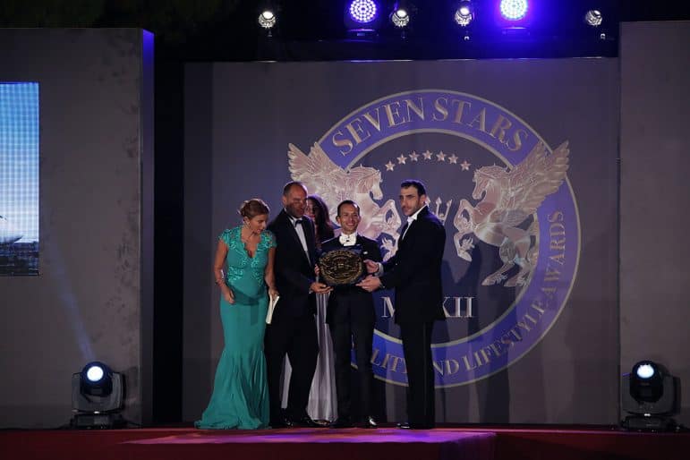 Prince Massimiliano della torre e Tasso and Khalil El Mouthy presenting the award to Deer Jet