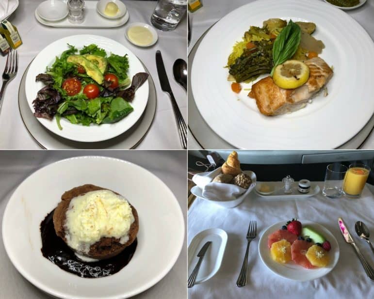 Emirates First Class Dinner and Breakfast Selections