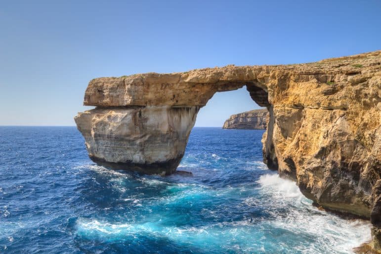 Azure Window, famous stone arch on Gozo island, Malta