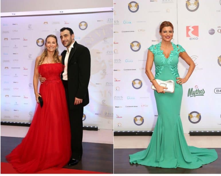 Khalil El-Mouelhy, Chairman, President & Founder of SSLHLA and his beautiful wife CEO & CO Founder Nicola Brookes El-Mouelhy Dressed by Christos Costarellos. On the right Turkish Celebrity and TV Star Ece Vagapoglu