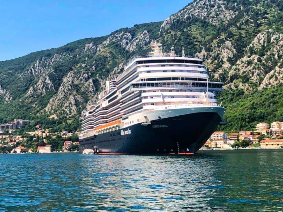 The MS Koningsdam offshore in Montenegro 