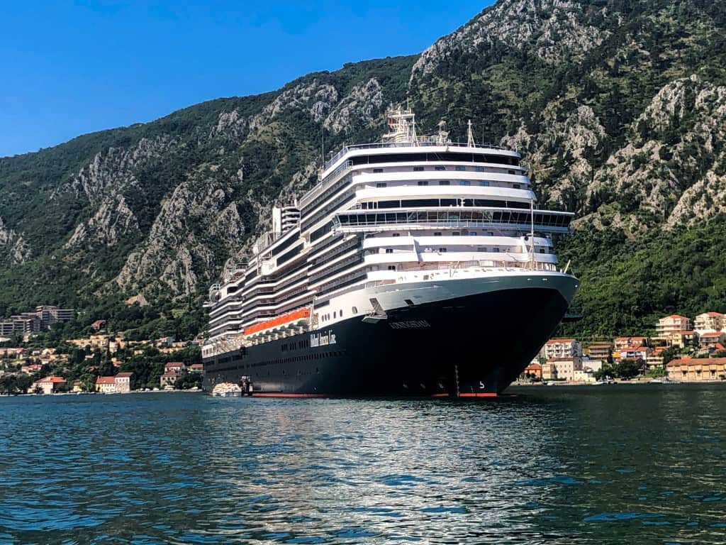 Holland America Koningsdam docked in Kotor, Montenegro 